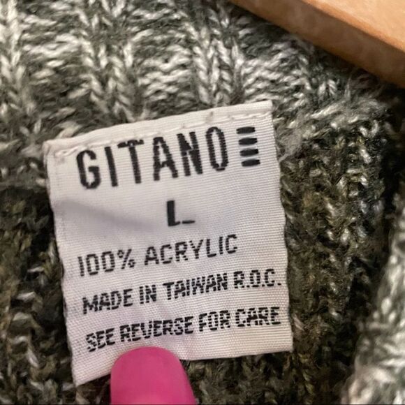 Vintage Gitano Women's Olive Green Knit Sweater SZ L - Picture 4 of 5